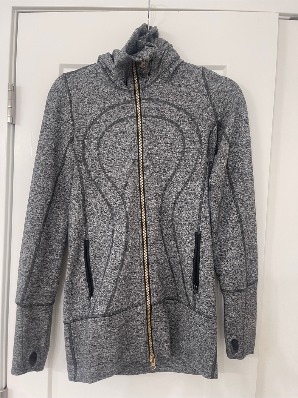 lululemon athletica Heather Gray Full-Zip Hoodie with Gold Zipper